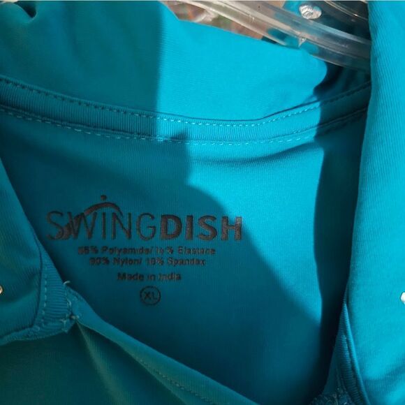 Swingdish sleeveless top teal/white women's XL pre-owned - Picture 4 of 4